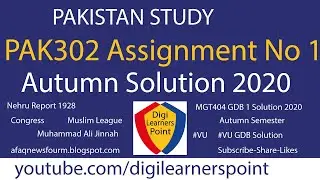 VU PAK302 Assignment No 1 Solution 2020-Autumn Semester-Pakistan Study
