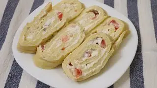 РУЛЕТ закусочный ИЗ КАБАЧКОВ / КАБАЧКОВЫЙ РУЛЕТ со сливочной начинкой и помидорами