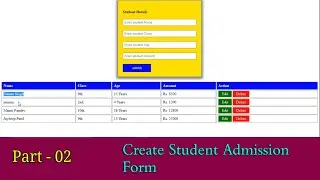 Part - #02 Create Student Admission Form using HTML in PHP MySQL Tutorial In Hindi