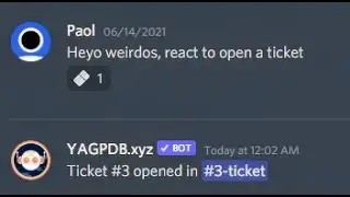 Reaction Tickets with YAGPDB