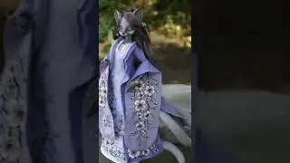fox kitsune doll dress painting/ роспись платья для куклы лисы кицунэ