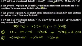 Sets - Operations on sets -  Practical problems - 2 sets
