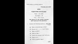 BCA 6th Semester Computer Network 2022 Complet question paper | Computer Network Question paper 2022