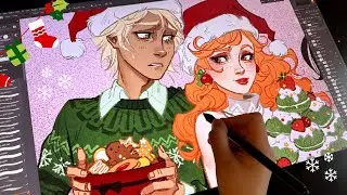 🎄 Drawing My Characters and Christmas Desserts // final sketchbook page + last illustration of 2023