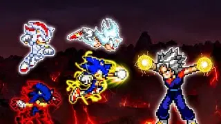 Sonic TP V2 OP (New), Sonic Chaos OP, Shadow OP & Sonic exe OP VS Vegito OP (all form) in Mugen