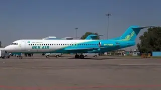 Посадка Fokker 100 Bek Air в Астане (TSE)
