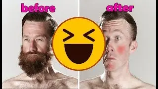 Before and After dad's beard was shaved