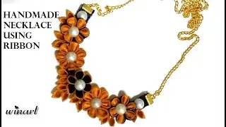 Handmade Necklace Ideas | KANZASHI | How to make necklace using Ribbon || Fabric Necklace