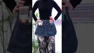 DIY Apron Out Of Old Jeans - no sew, no glue #oldjeans #recycling