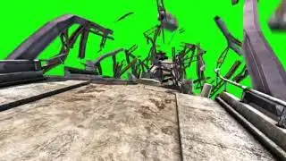 3d bridge collapsing green screen effect for chromakey