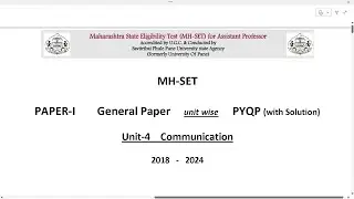 MH-SET Paper 1 Unit 4 Communication | PYQ 2019-2024 with Solutions | UGC SET Exam Prep