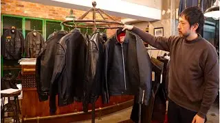 The process of making a leather jacket. Japanese leather jacket factory.