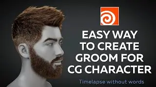 Easy way to create groom for your character / Timelapse / 3D / Houdini