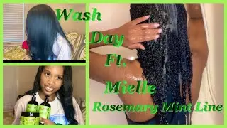 Relaxing Natural hair Wash Day Routine ft Mielle Rosemary Mint Line