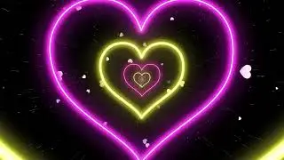 Neon Led Lights Love Heart Tunnel Background Video 💗 Yellow Pink Heart Moving Background 10 HOURS