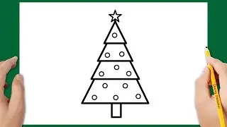 COMO DESENHAR UMA ÁRVORE DE NATAL FÁCIL | Desenho de Natal