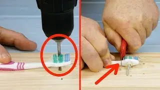 Drill A Hole In The Toothbrush & Push A Screw Through – Then Separate The Head
