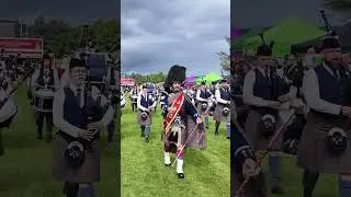 #drummajor leads Aberlour #pipeband playing on the march at 2024 #dufftown #highlandgames #shorts