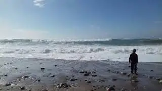This is me running from the big wave