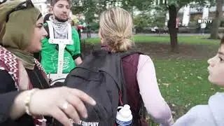 Children Run Scared from Protest, Israel Supporter Chased to Manhattan Lobby -  March for Palestine
