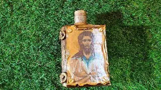 Декор бутылки| Бутылка-книга| для Крещенской воды| Bottle decor| Book bottle| DIY decor