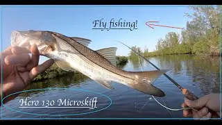 Fly fishing in Micro skiff (Hoodoo Hero 130) | Venice, FL