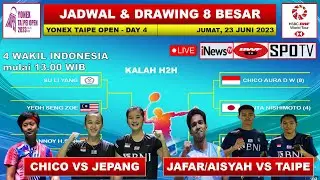 Jadwal Taipe Open 2023 Hari Ini Day 4 Babak 8 Besar -- CHICO vs Unggulan JEPANG -- 4 Wakil Indonesia