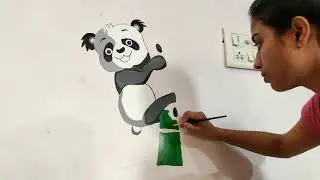 How to draw Panda | Panda wall painting | Wall Art DIY | Wall painting | by Reena's Creative Artwork
