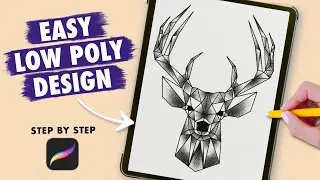 Easy Procreate Tutorial for Beginners - Low Poly Deer Design (step by step)