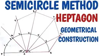 How to Draw a heptagon using semicircle method......