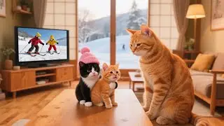 Kitten and Mom Cat Tokyo Adventure | Stepmother Takes Her to Go Snowboarding at Tokyo Dome City!❄️