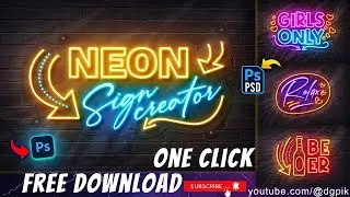 Neon Sign Board Free PSD Photoshop Template | Neon Logo Mockup | Neon Text Style