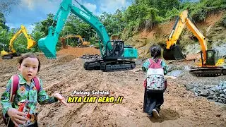 PULANG SEKOLAH SAKHI KE LOKASI TAMBANG BATU LIHAT EXCAVATOR ❗