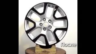 Порошковая покраска дисков Enkei R18 от Nissan в два цвета: заводской и RAL 8019