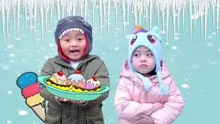 Melody and Ivan Play with Ice Cream Toys  in a Crazy Snow Day!