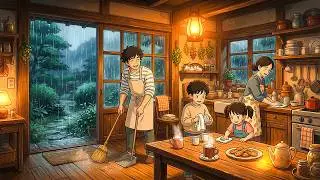 A Rainy Day in Our New Cottage | Cleaning Inside, Heavy Rain Outside | Ghibli Style ASMR