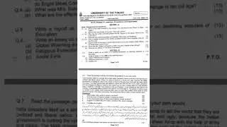 B.SC/ADS Part 2 English past paper 2021|Punjab University|