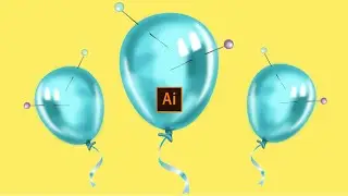 How to draw Balloon in Adobe Illustrator. Mouse drawing tutorial in Adobe Illustrator. AI tutorial.