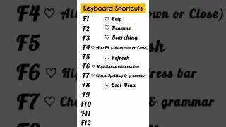 Shortcut Keys | Functions Keys best use 