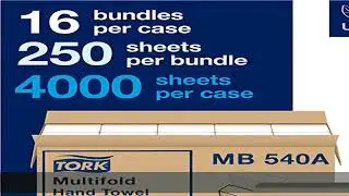 Tork Multifold Hand Towel White H2, Universal, 100% Recycled Fibers, 16 x 250 Towels, MB540A