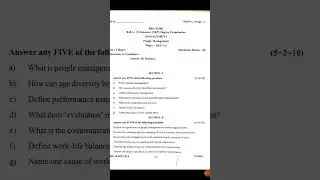 BBA-II Semester People Management Open Elective Question Paper #bidaruniversity #questionpaper2024