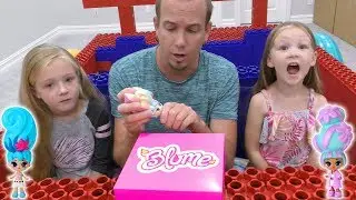 Opening Blume Dolls in Our Giant Lego Race Car With Our Dad!!