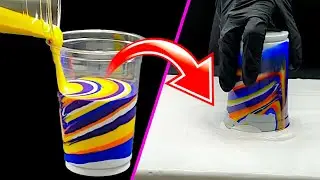 Acrylic Painting in UNDER 2 MINUTES - MUST SEE!! - Acrylic Pouring Flip Cup Painting Technique