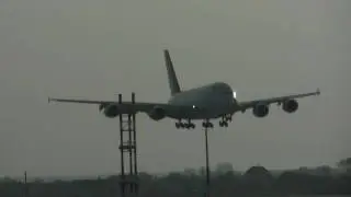 A380 Lufthansa landing in Hamburg