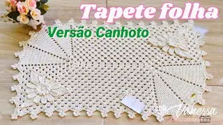Crochet Leaf Rug 🍂 With Daisies 🌼 Left-Handed Version. By Vanessa Marcondes
