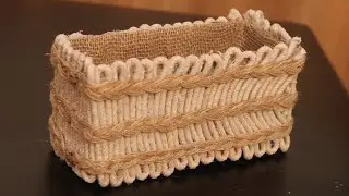 How to make desk organizer using jute rope & jute bag & cardboard box