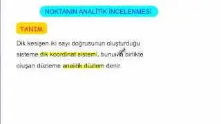 Noktanın Analitik İncelenmesi