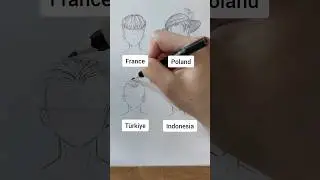 How to draw anime boy hair - country-inspired hairstyles Indonesia x France x Poland x Türkiye 