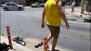 Accident VW Passat cu motocicleta