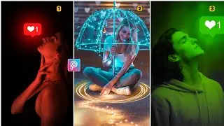 PicsArt New glowing photo editing || Neon colour Glowing effect photo editing in picsart